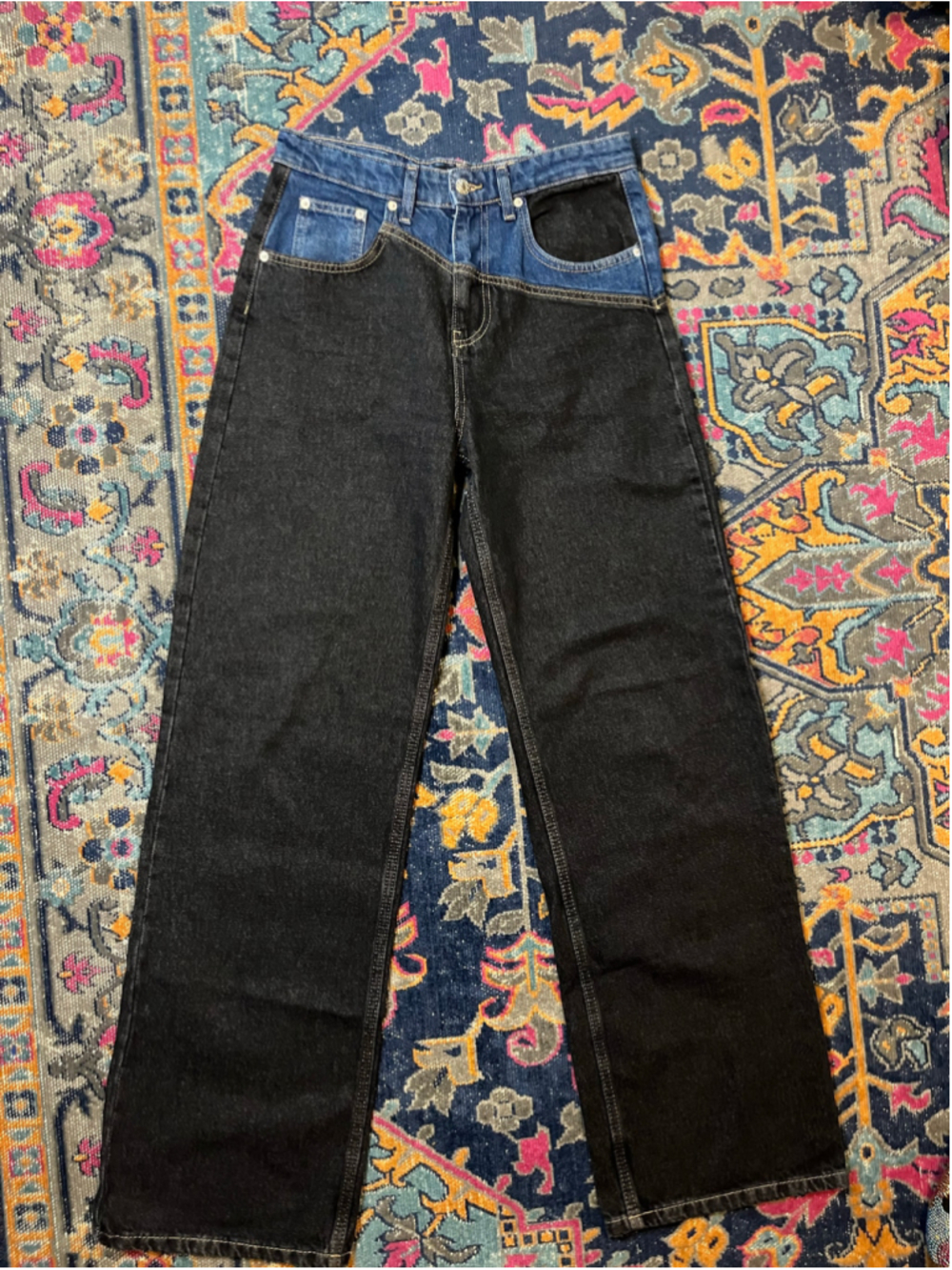 Piral Two-Tone Wide Leg Jeans